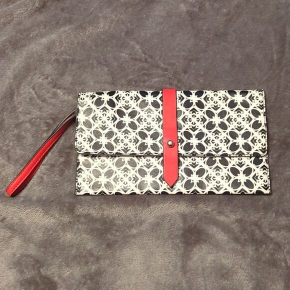 The Limited Handbags - NEW The Limited Black White‎ and Red Clutch Wallet